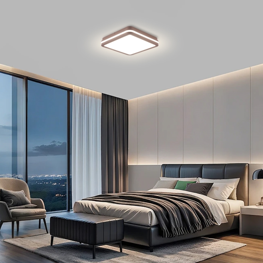 Brilagi - LED plafondlamp voor buiten met sensor BENE LED/24W/230V 26x26 cm bruin IP54