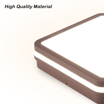 Brilagi - LED plafondlamp voor buiten met sensor BENE LED/24W/230V 26x26 cm bruin IP54