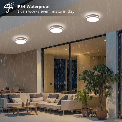 Brilagi - LED buitenlamp met sensor BENE LED/24W/230V Ø 26 cm bruin IP54