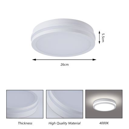 Brilagi - LED buitenplafondlamp met sensor BENE LED/24W/230V Ø 26 cm wit IP54