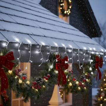 Brilagi - LED buitenlichtsnoer 200xLED/8 functies 13m IP44 koud wit ijspegelverlichting