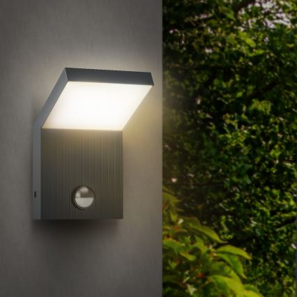 Brilagi - RIANO LED buitenwandlamp met sensor, 8W, 230V, antraciet, IP65