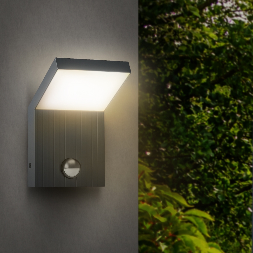 Brilagi - RIANO LED buitenwandlamp met sensor, 8W, 230V, antraciet, IP65