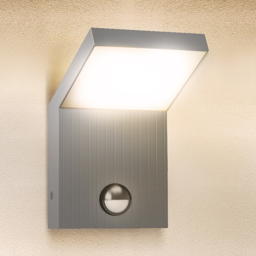 Brilagi - LED buitenmuurlamp met sensor RIANO LED/8W/230V zilver IP65