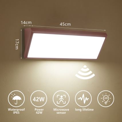 Brilagi - LED buitenwandlamp met sensor TRIANGLE LED/42W/230V 45 cm bruin IP65