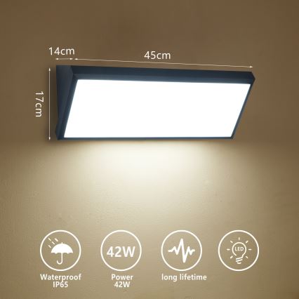 Brilagi - LED buitenwandlamp TRIANGLE LED/42W/230V 3000/4000/6500K 45 cm zwart IP65