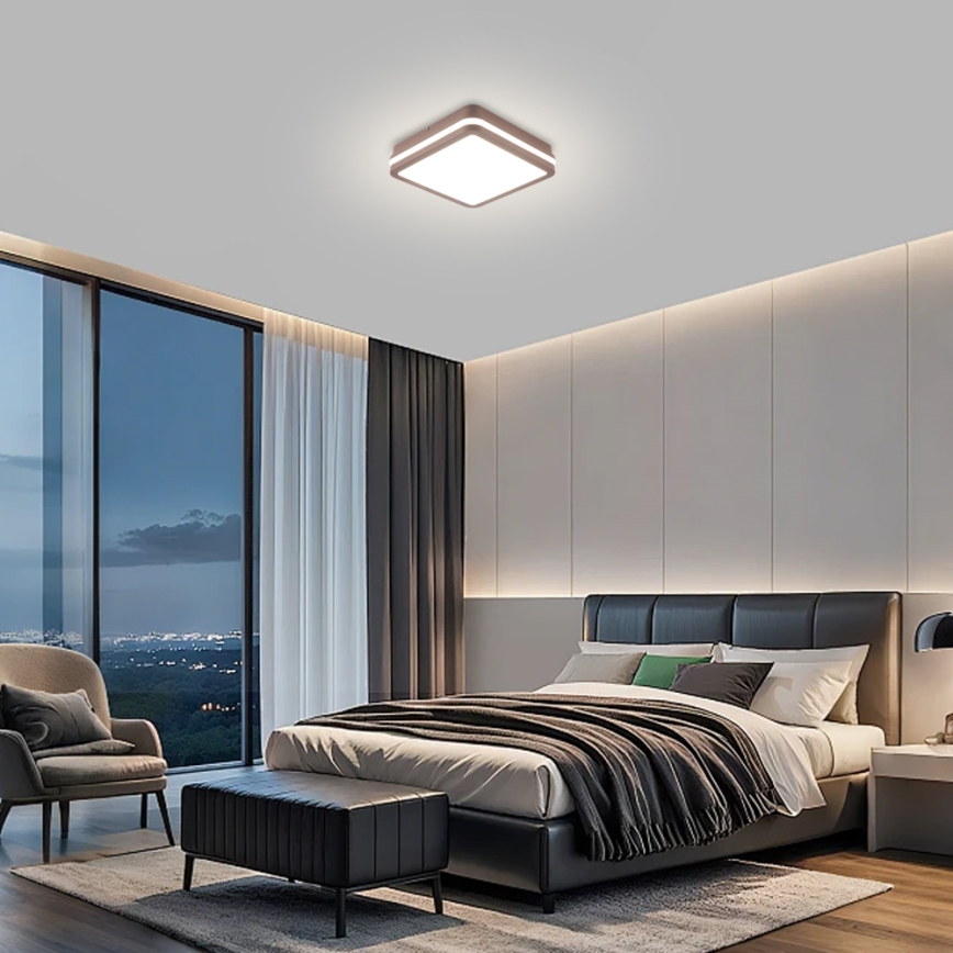 Brilagi - BENE LED/18W/230V buitenplafondlamp 21,5x21,5 cm bruin IP54