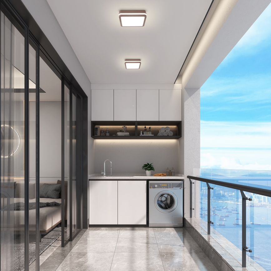 Brilagi - BENE LED/18W/230V buitenplafondlamp 21,5x21,5 cm bruin IP54