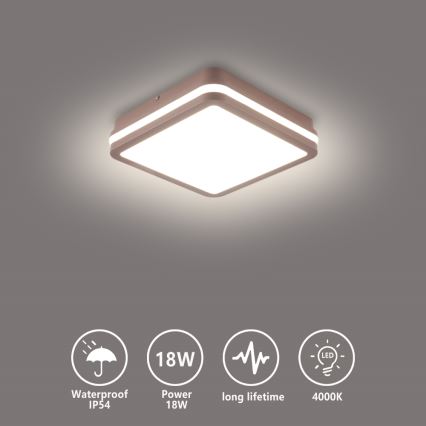 Brilagi - BENE LED/18W/230V buitenplafondlamp 21,5x21,5 cm bruin IP54