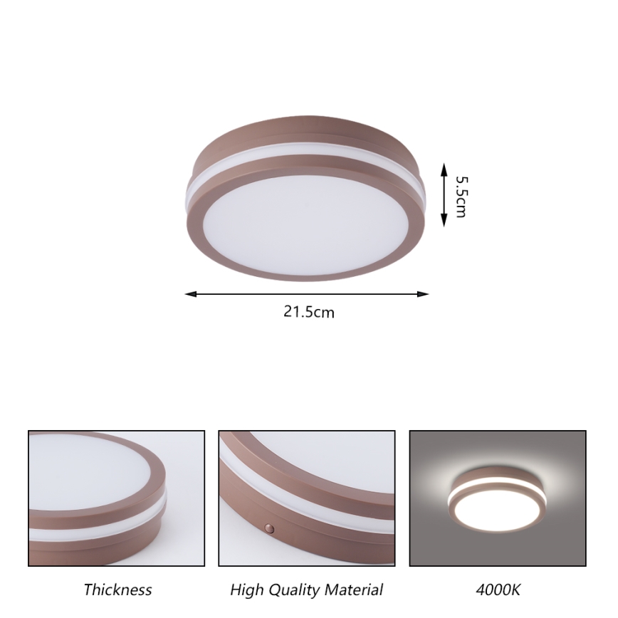 Brilagi - LED-buitenplafondlamp BENE LED/18W/230V Ø 21,5 cm bruin IP54
