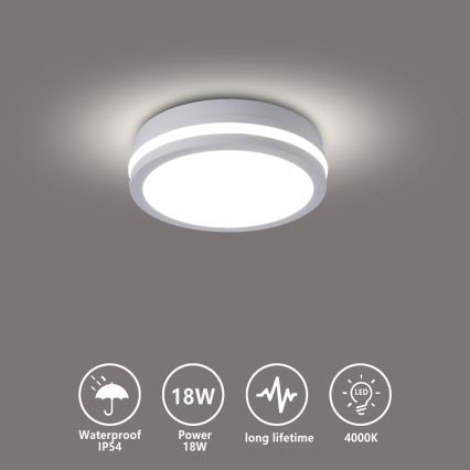 Brilagi - LED buitenplafondlamp BENE LED/18W/230V Ø 21,5 cm wit IP54