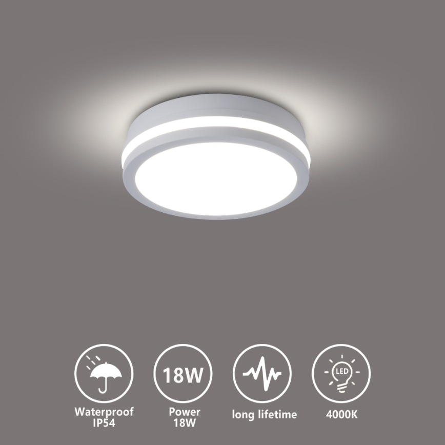 Brilagi - LED buitenplafondlamp BENE LED/18W/230V Ø 21,5 cm wit IP54