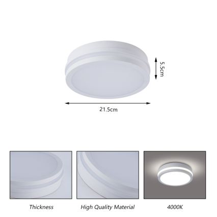 Brilagi - LED buitenplafondlamp BENE LED/18W/230V Ø 21,5 cm wit IP54