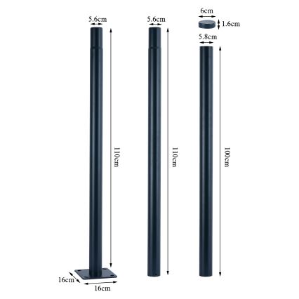 Brilagi - LED buitenstraatlantaarn met 3 m paal URBANSPARK LED/120W/230V antraciet IP65