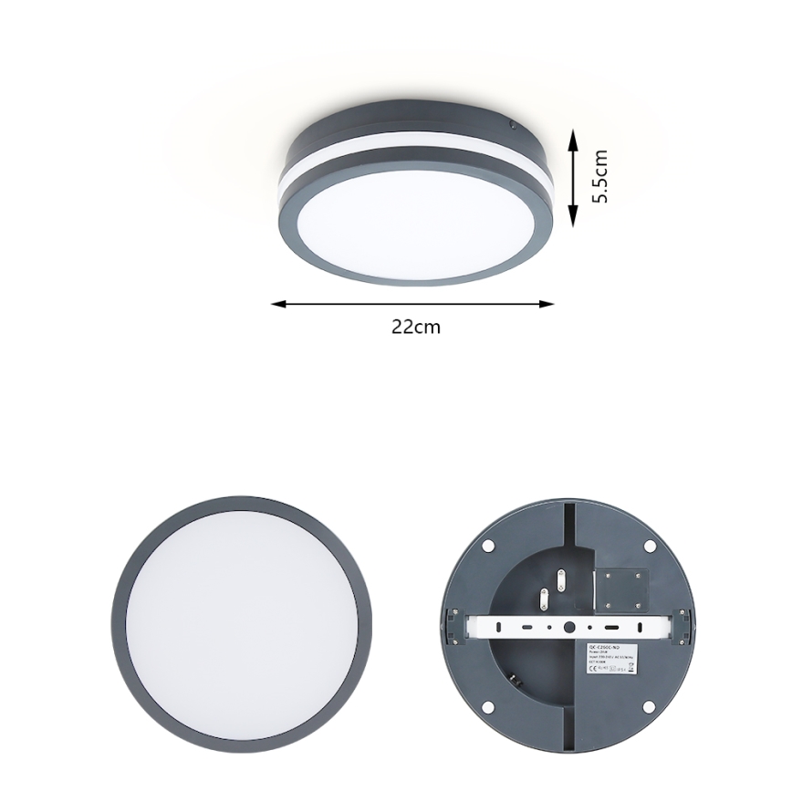 Brilagi - LED Buitenverlichting met sensor BENE LED/18W/230V diameter 22 cm antraciet IP54