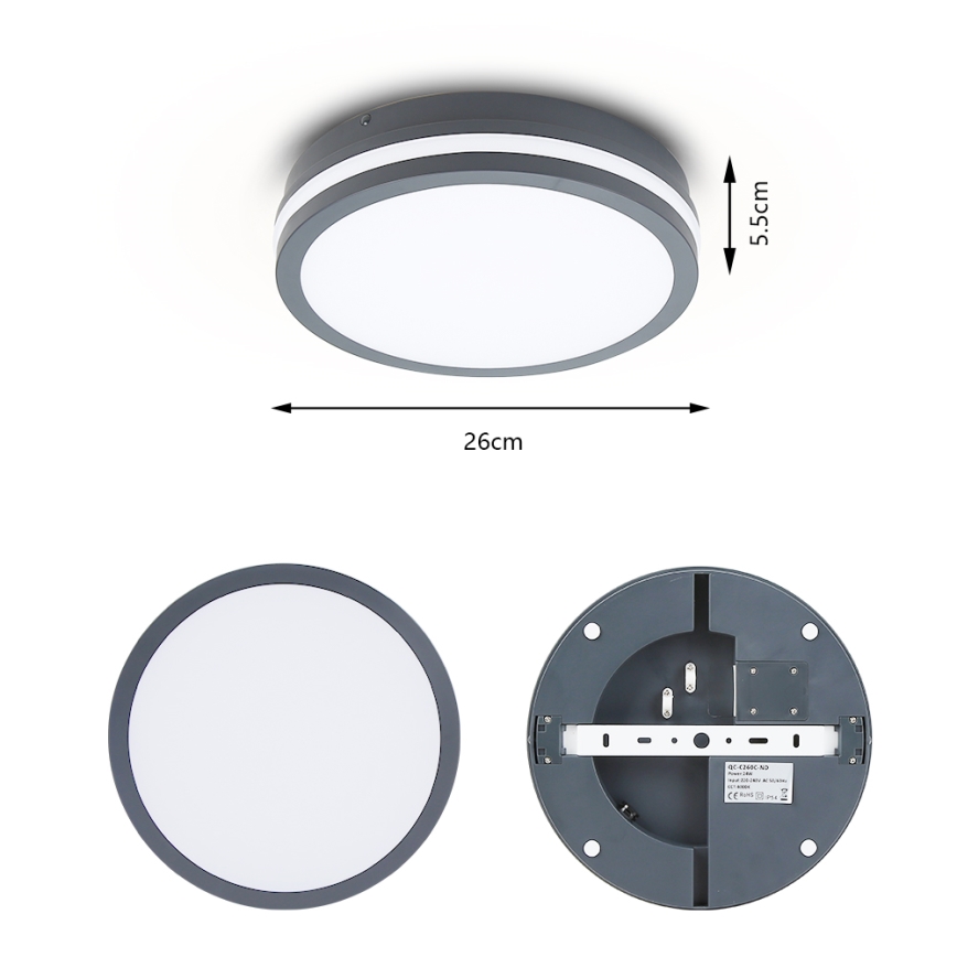 Brilagi - LED Buitenverlichting met sensor BENE LED/24W/230V diameter 26 cm antraciet IP54