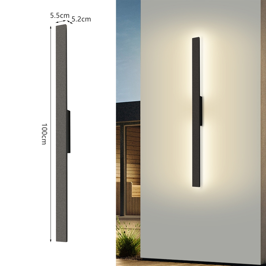 Brilagi - LED buitenwandlamp LUNA LED/24W/230V 3000K IP65 100 cm zwart