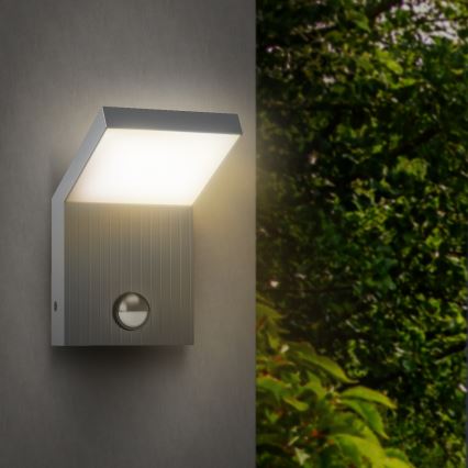 Brilagi - LED buitenmuurlamp met sensor RIANO LED/8W/230V zilver IP65