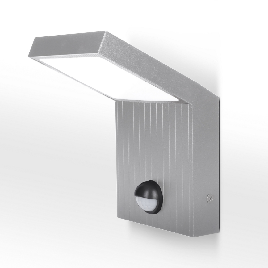 Brilagi - LED buitenmuurlamp met sensor RIANO LED/8W/230V zilver IP65