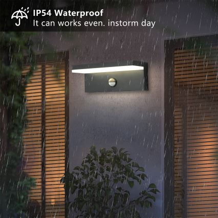 Brilagi - LED buitenmuurlamp met sensor TESSI LED/10W/230V antraciet IP54