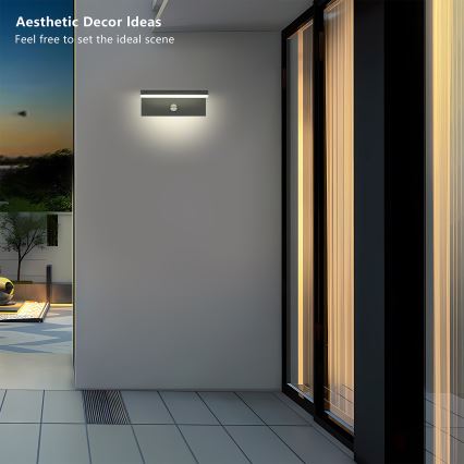 Brilagi - LED buitenmuurlamp met sensor TESSI LED/10W/230V antraciet IP54