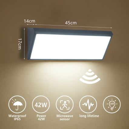 Brilagi - LED buitenwandlamp met sensor TRIANGLE LED/42W/230V antraciet IP65