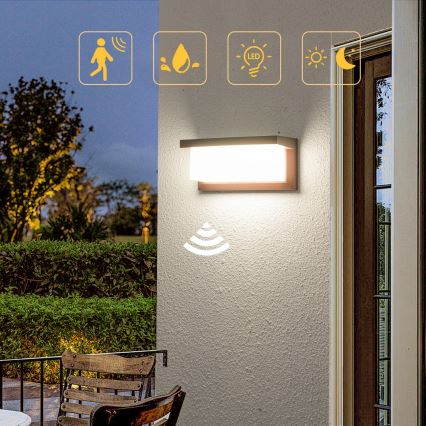 Brilagi - LED buitenwandlamp met sensor BRICKY LED/12W/230V bruin IP54
