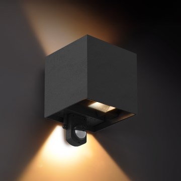 Brilagi - LED buitenwandlamp met sensor CUBE LED/6W/230V zwart IP65