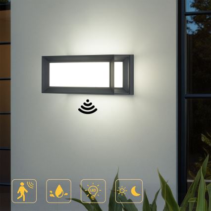 Brilagi - LED buitenwandlamp met sensor PARKER LED/12W/230V antraciet IP44