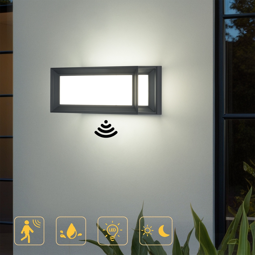 Brilagi - LED buitenwandlamp met sensor PARKER LED/12W/230V antraciet IP44