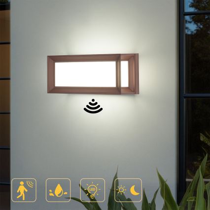 Brilagi - LED buitenwandlamp met sensor PARKER LED/12W/230V bruin IP44