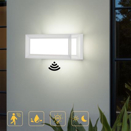 Brilagi - LED buitenwandlamp met sensor PARKER LED/12W/230V wit IP44