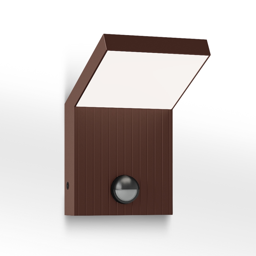 Brilagi - LED buitenwandlamp met sensor RIANO LED/8W/230V bruin IP65