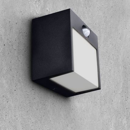 Brilagi - LED Buitenwandlamp met sensor TERNI LED/12W/230V zwart IP44