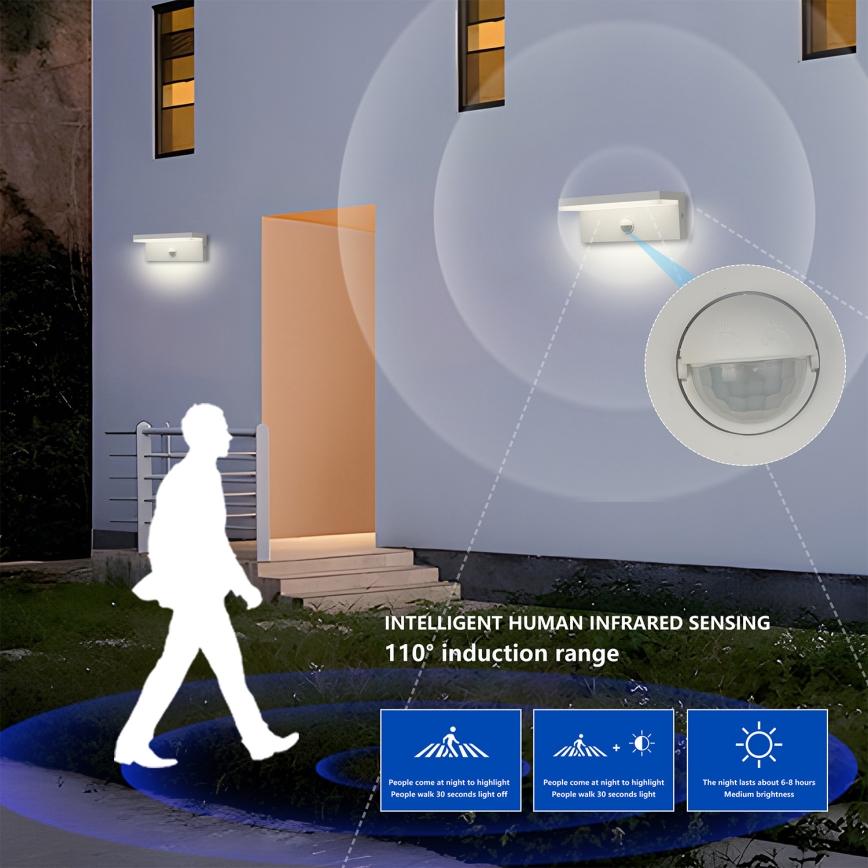 Brilagi - LED buitenwandlamp met geïntegreerde sensor TESSI LED/10W/230V wit IP54
