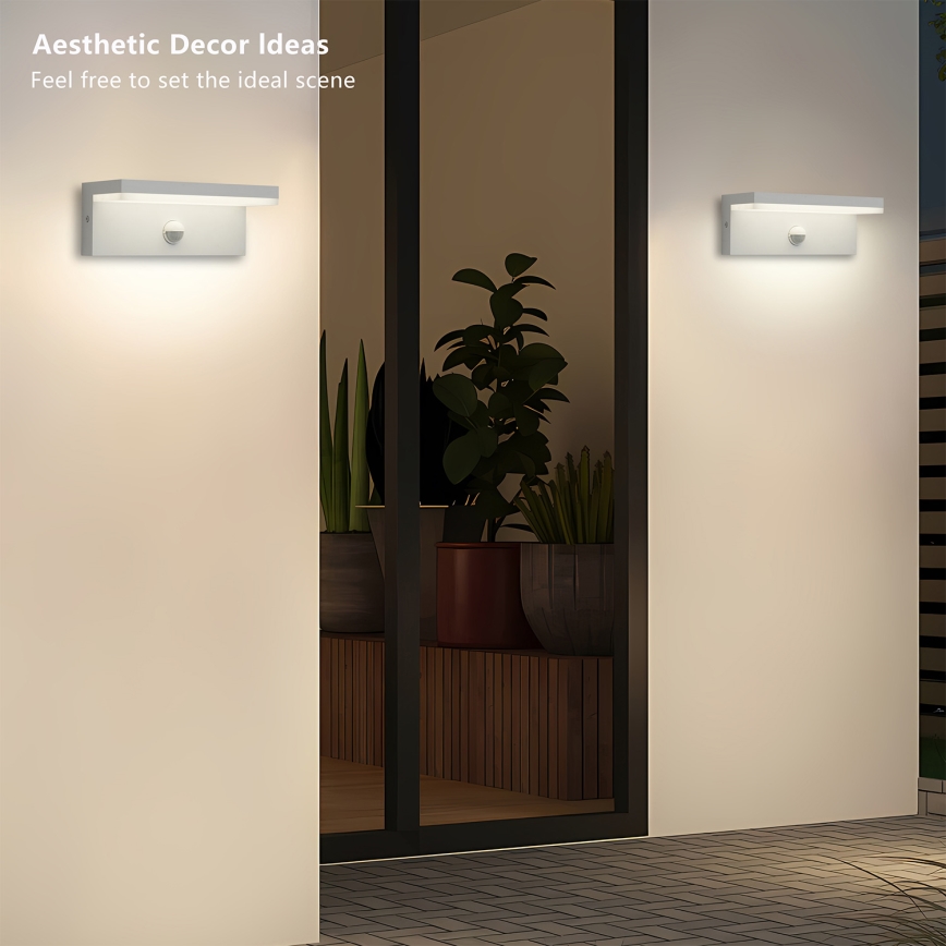 Brilagi - LED buitenwandlamp met geïntegreerde sensor TESSI LED/10W/230V wit IP54