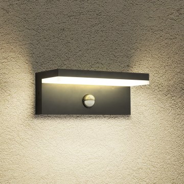 Brilagi - LED buitenwandlamp met sensor TESSI LED/10W/230V zwart IP54