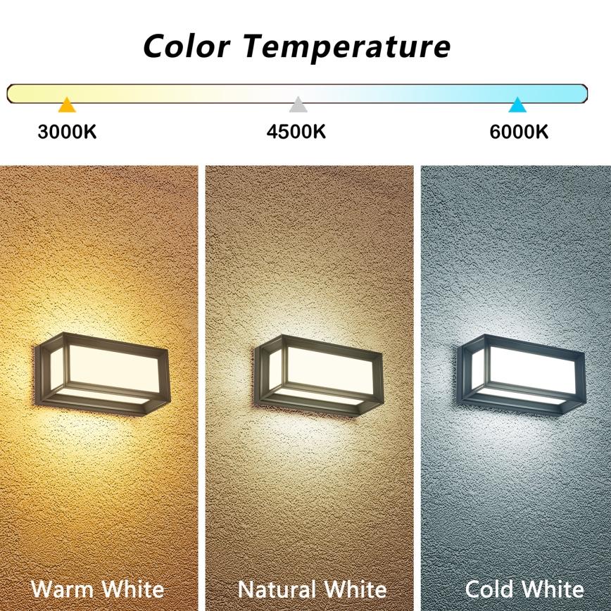 Brilagi - LED buitenmuurlamp PARKER LED/12W/230V 3000/4500/6000K antraciet IP44