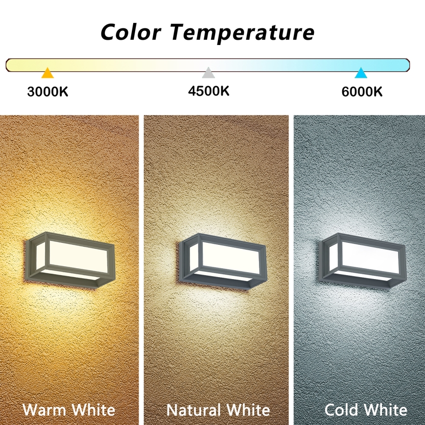 Brilagi - LED buitenwandlamp PARKER LED/12W/230V 3000/4500/6000K grijs IP44