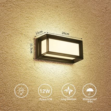 Brilagi - LED buitenwandlamp PARKER LED/12W/230V zwart IP44