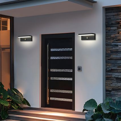 Brilagi - LED buitenwandlamp met sensor TESSI LED/10W/230V zwart IP54