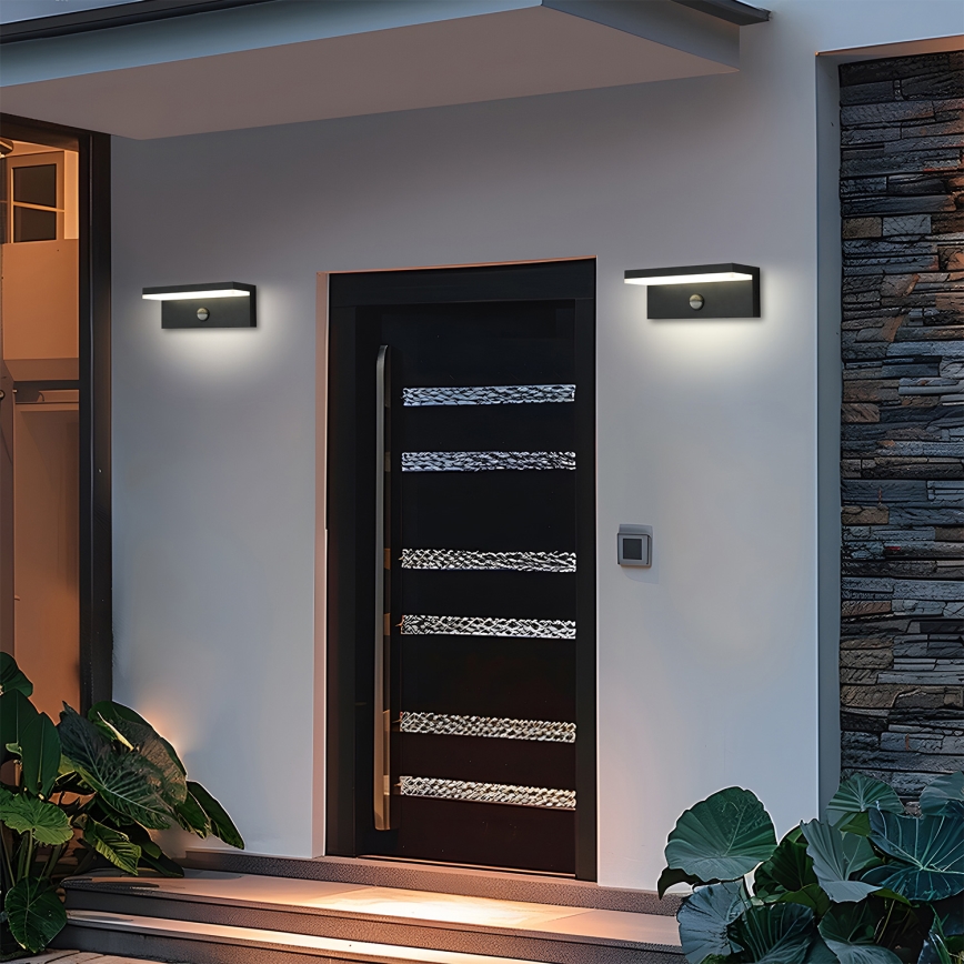 Brilagi - LED buitenwandlamp met sensor TESSI LED/10W/230V zwart IP54
