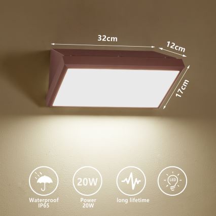 Brilagi - LED buitenwandlamp TRIANGLE LED/20W/230V bruin IP65
