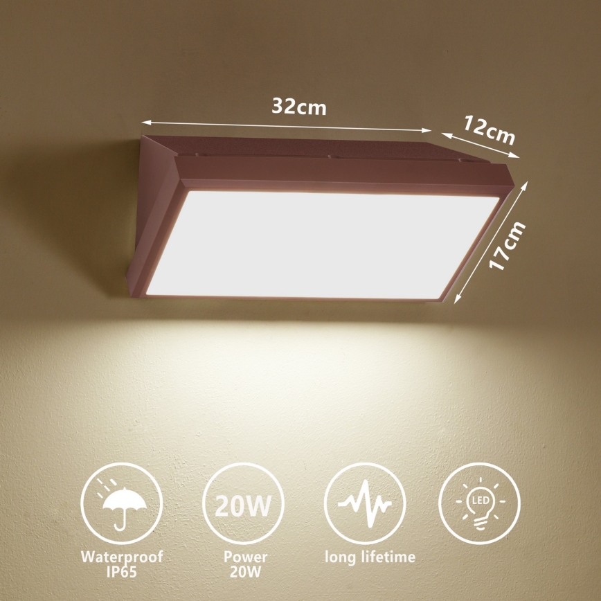 Brilagi - LED buitenwandlamp TRIANGLE LED/20W/230V bruin IP65