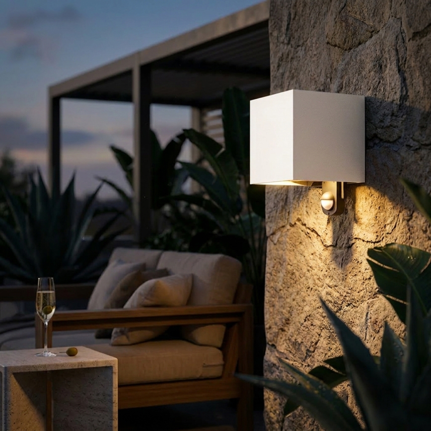 Brilagi - LED CUBE buitenwandlamp met sensor, 6W, 230V, grijs, IP65
