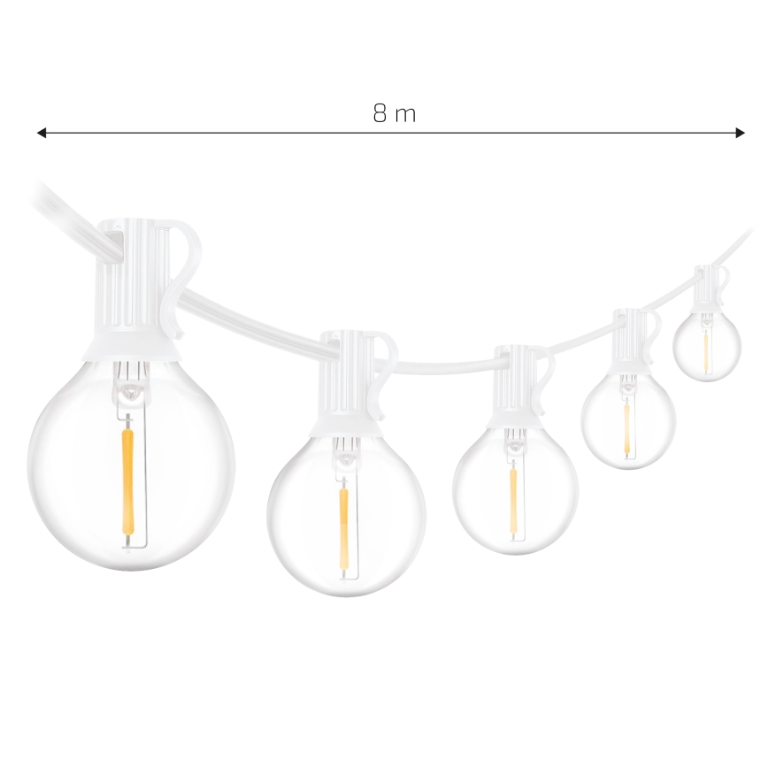 BRILAGI - LED buiten decoratieve lichtketting GIRLANDA 10xE12/0,6W/230V 8m wit IP44 warm wit