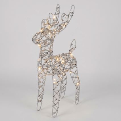 BRILAGI - décoration de Noël LED/3xAA 32 cm renne blanc chaud/argenté