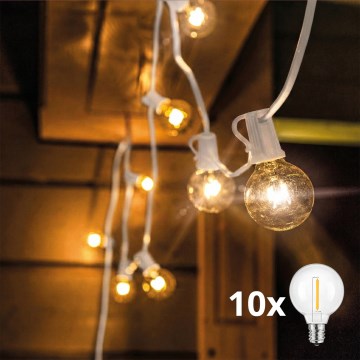 Brilagi - LED d'extérieur guirlande décorative GIRLANDA 10xE12/0,6W/230V 8 m blanche IP44 blanc chaud