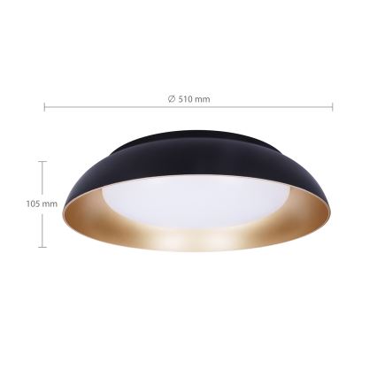 Brilagi - LED-dimbare plafondlamp ALVA LED/48W/230V 3000-6500K Ø 51 cm zwart + afstandsbediening