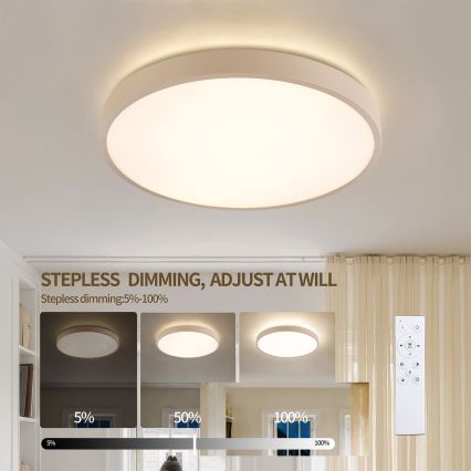 Brilagi - LED dimbare plafondlamp GLASS POOL DOUBLE LED/48W/230V 3000-6000K 40 cm beige + afstandsbediening